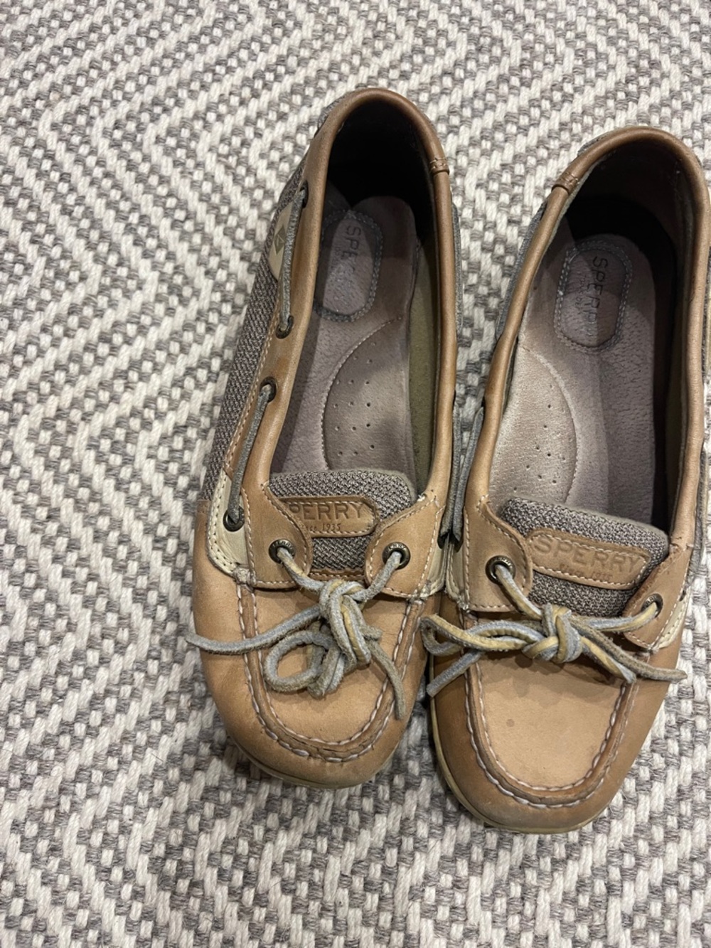 Sperry Light Brown Leather Lace-Up Boat Shoes